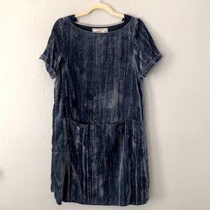 Anthropologie Floreat Crushed Blue Velvet Dress